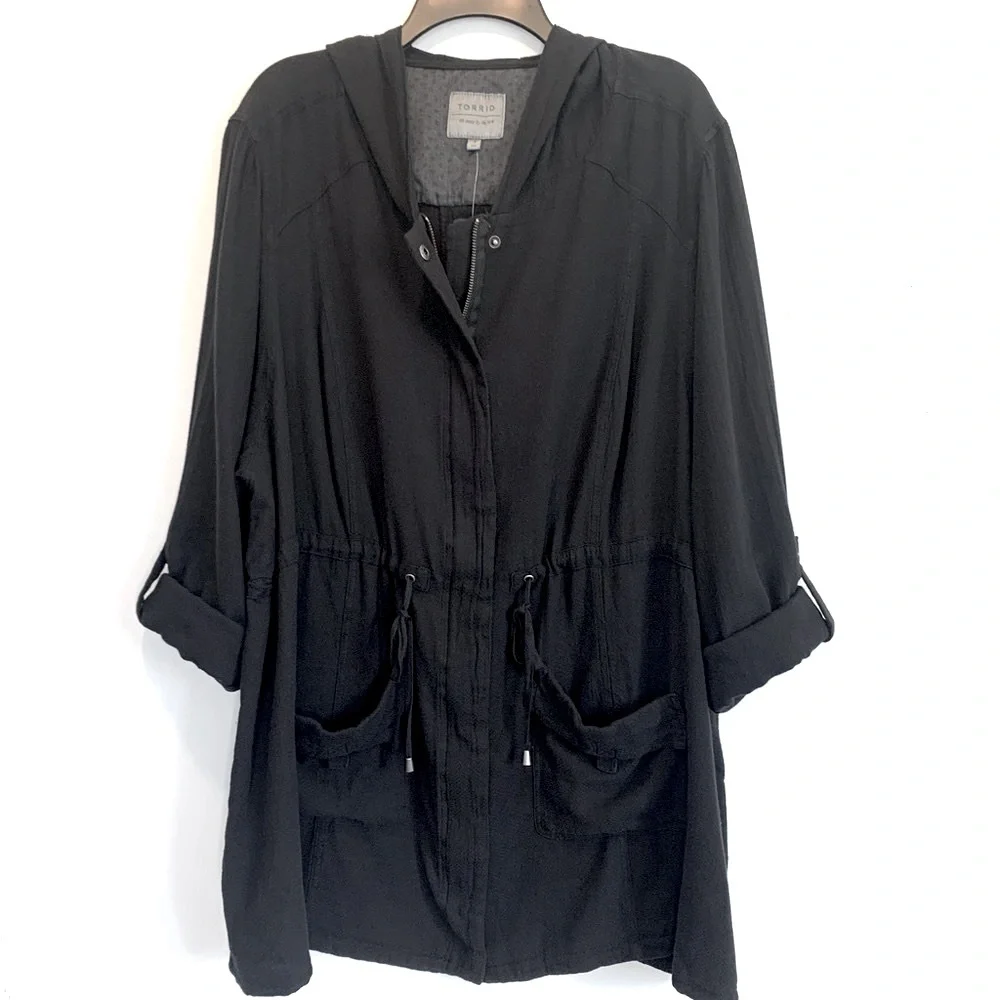 Torrid Anorak Hooded BLACK Chore Utility Jacket 4X